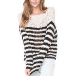 Brandy Melville cream and black striped sweater